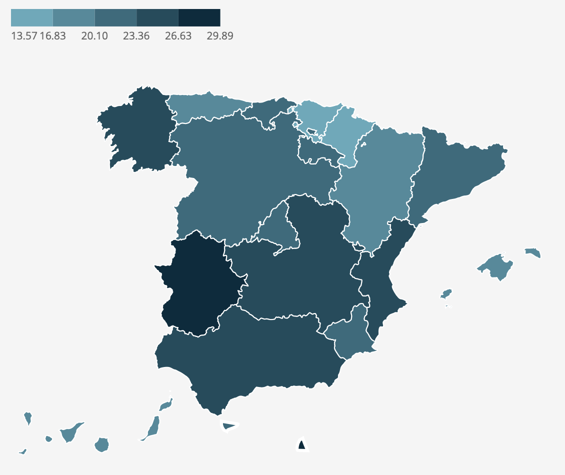 C-section rate in Spain (2019), the original graph